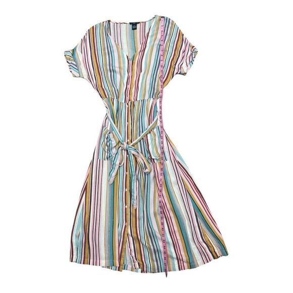 Chelsea & Theodore Rainbow Striped Multicolor Maxi Dress Size M Casual Relaxed - Picture 9 of 9